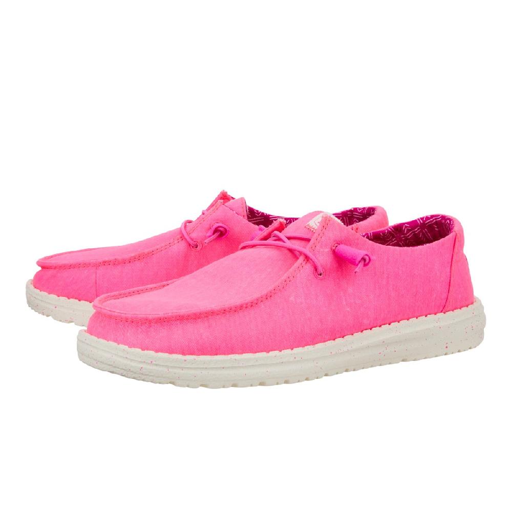 Hey Dude Neon Pink Wendy Stretch Canvas Women's Casual Shoes 40902-676