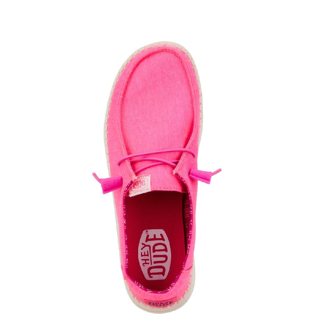 Hey Dude Neon Pink Wendy Stretch Canvas Women's Casual Shoes 40902-676