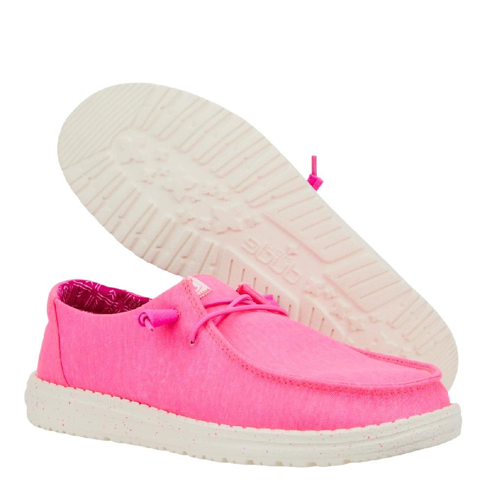 Hey Dude Neon Pink Wendy Stretch Canvas Women's Casual Shoes 40902-676