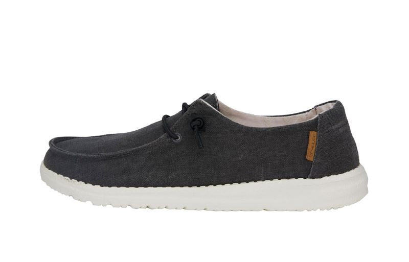 Hey Dude Off Black Wendy Linen Chambray Women's Slip On Shoes 121414949