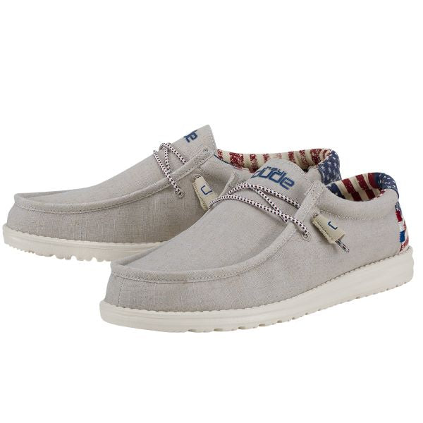 Hey Dude Off White Wally Patriotic Mens Casual Shoes 110060184