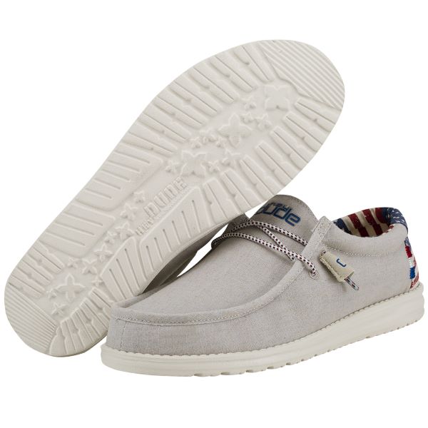 Hey Dude Off White Wally Patriotic Mens Casual Shoes 110060184
