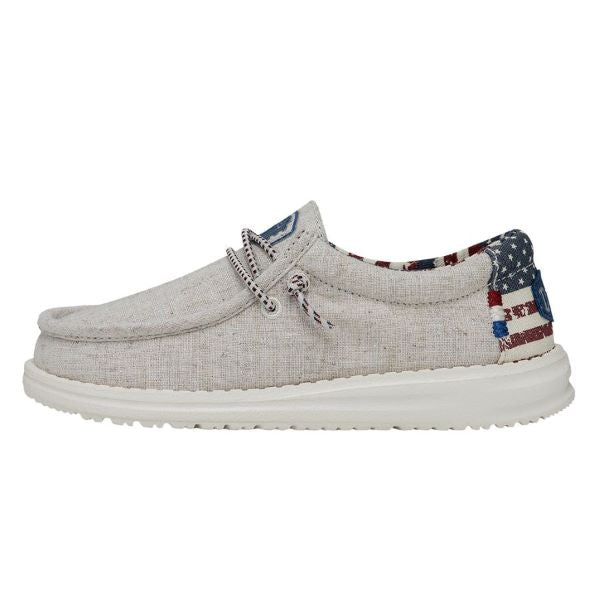 Hey Dude Off White Wally Patriotic Youth Shoes 40040-1K1