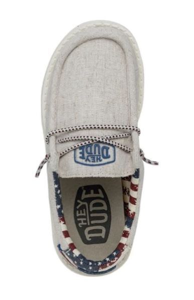 Hey Dude Off White Wally Patriotic Youth Shoes 40040-1K1