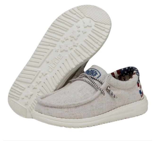 Hey Dude Off White Wally Patriotic Youth Shoes 40040-1K1