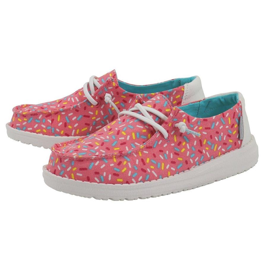 Hey Dude Pink Sprinkles Wendy Youth Print Casual Shoes 130125037
