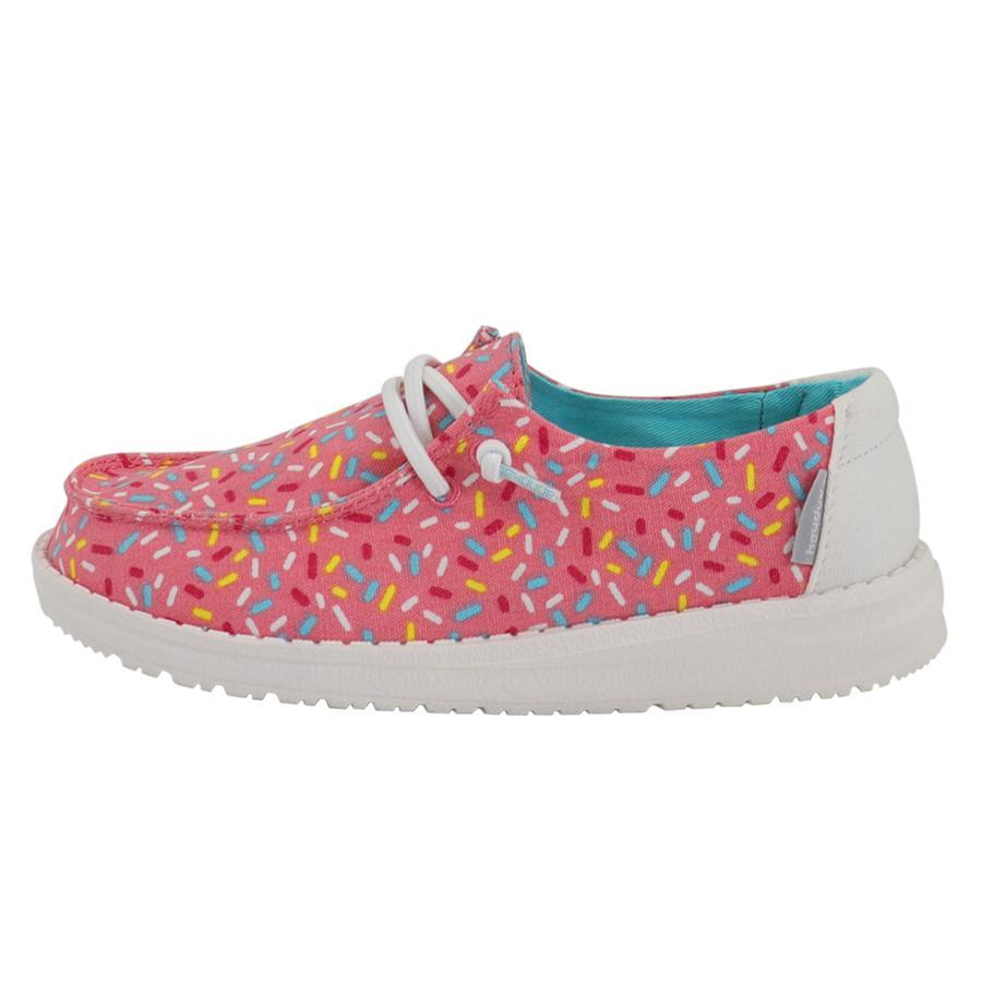Hey Dude Pink Sprinkles Wendy Youth Print Casual Shoes 130125037