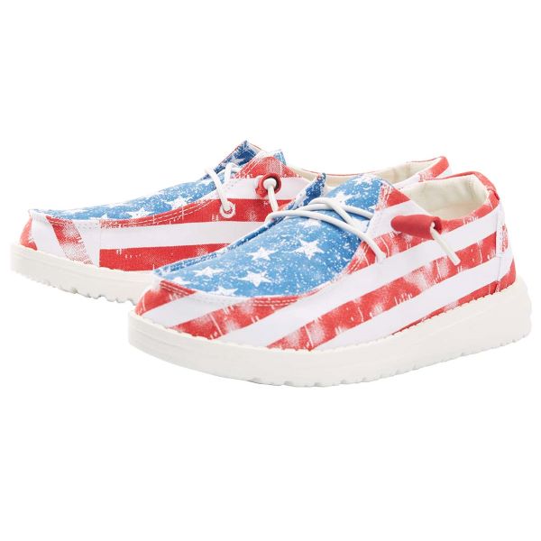 Hey Dude Red/White And Blue Wendy Star Spangled Womens Casual Shoes 121412698