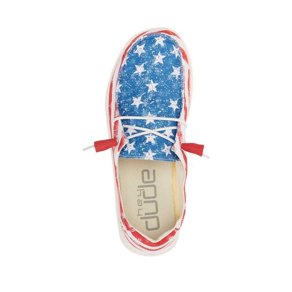 Hey Dude Red/White And Blue Wendy Star Spangled Womens Casual Shoes 121412698