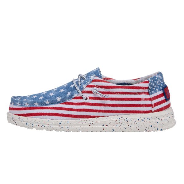 Hey Dude Red/White/Blue Wally Stars And Stripes Youth Casual Shoes 130132699