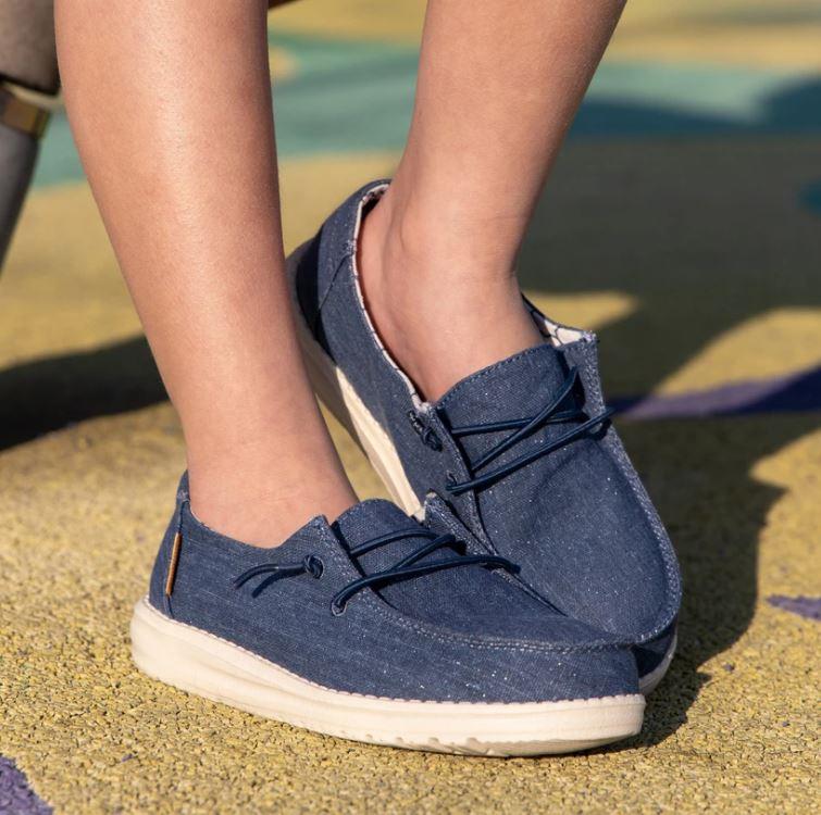 Hey Dude Sparkling Denim Wendy Youth Casual Shoes 130122411