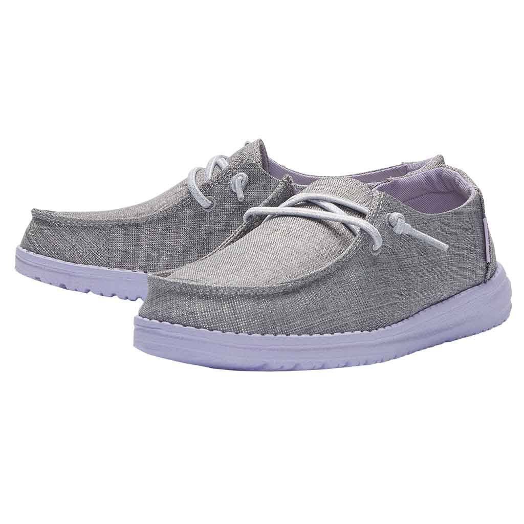 Hey Dude Sparkling Grey Lilac Wendy Youth Sparkling Girls Casual Shoes 130123166