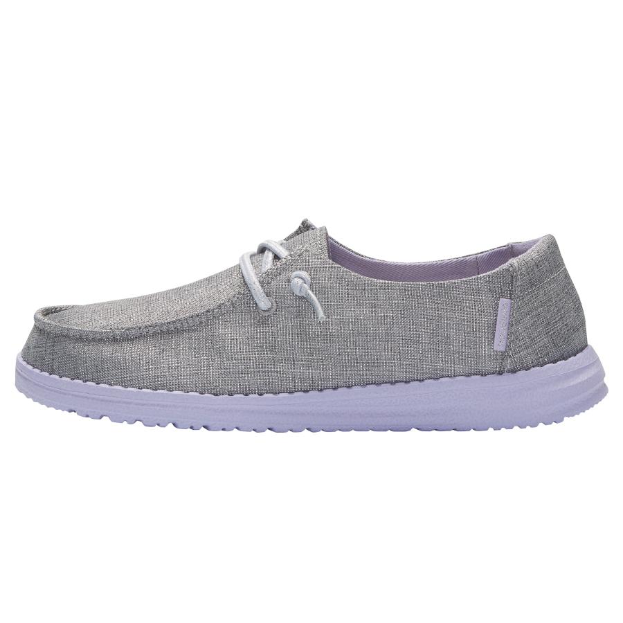 Hey Dude Sparkling Grey Lilac Wendy Youth Sparkling Girls Casual Shoes 130123166