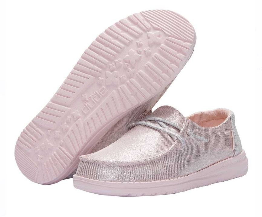 Hey Dude Sparkling Pink Wendy Youth Canvas Shoes 130126833