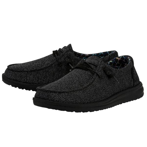 Hey Dude Total Black Wendy Sox Micro Women's Casual Shoes 121414942