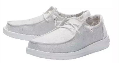 Hey Dude Wendy Stretch Sparkling White Womens Casual Shoes 121410161