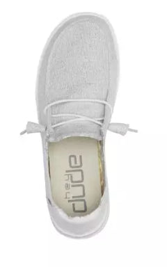 Hey Dude Wendy Stretch Sparkling White Womens Casual Shoes 121410161