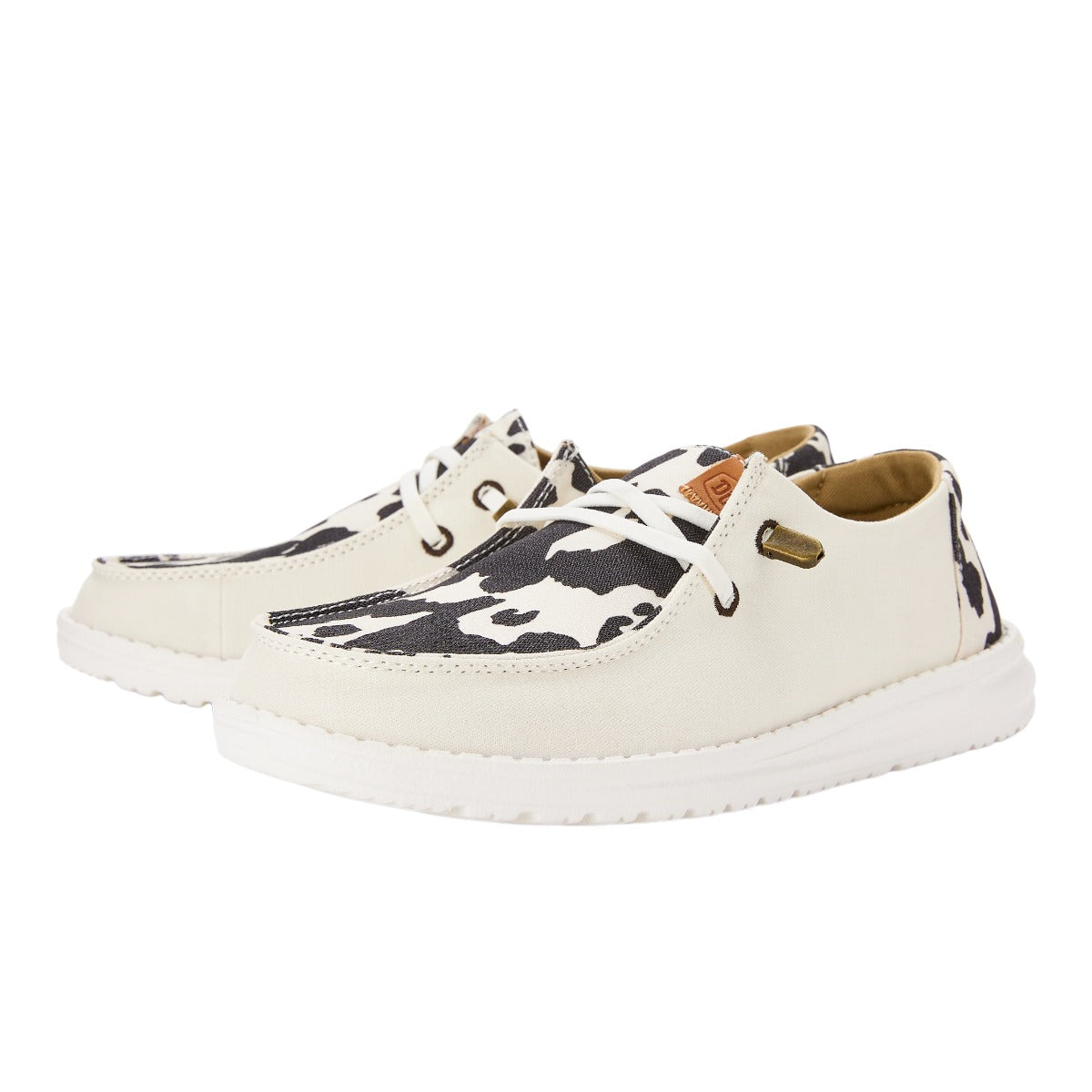 Hey Dude White/Black Cow Print Wendy Animal Women's Casual Shoes 41037-11G