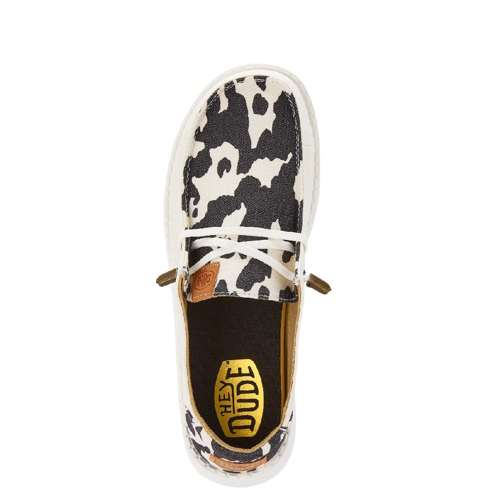 Hey Dude White/Black Cow Print Wendy Animal Women's Casual Shoes 41037-11G