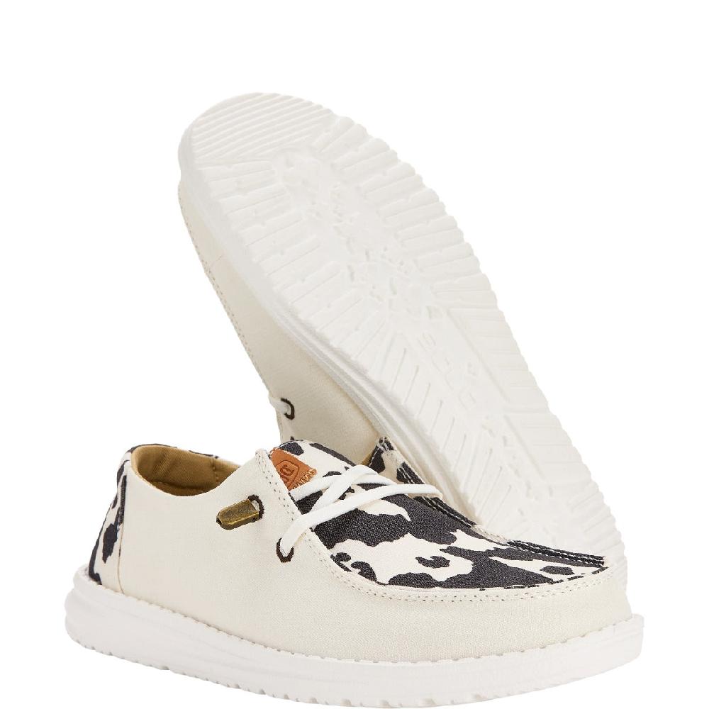 Hey Dude White/Black Cow Print Wendy Animal Women's Casual Shoes 41037-11G