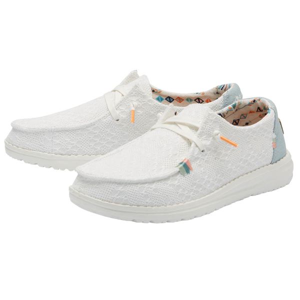Hey Dude White Crochet Wendy Boho Womens Casual Shoes 121410164