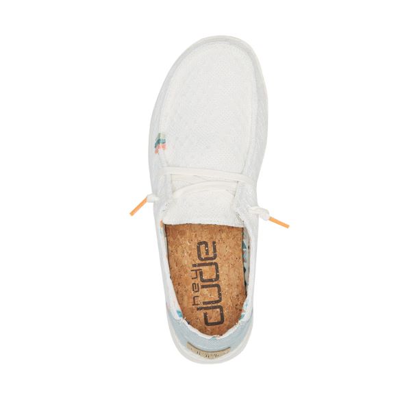 Hey Dude White Crochet Wendy Boho Womens Casual Shoes 121410164