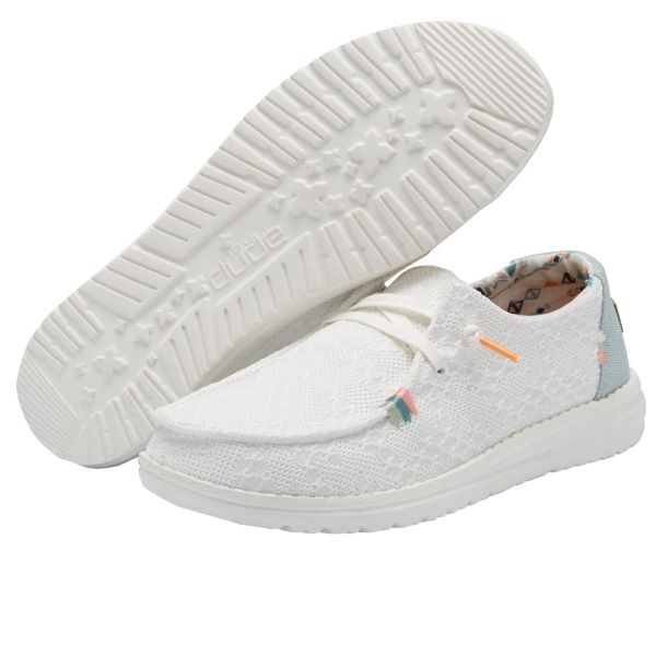 Hey Dude White Crochet Wendy Boho Womens Casual Shoes 121410164