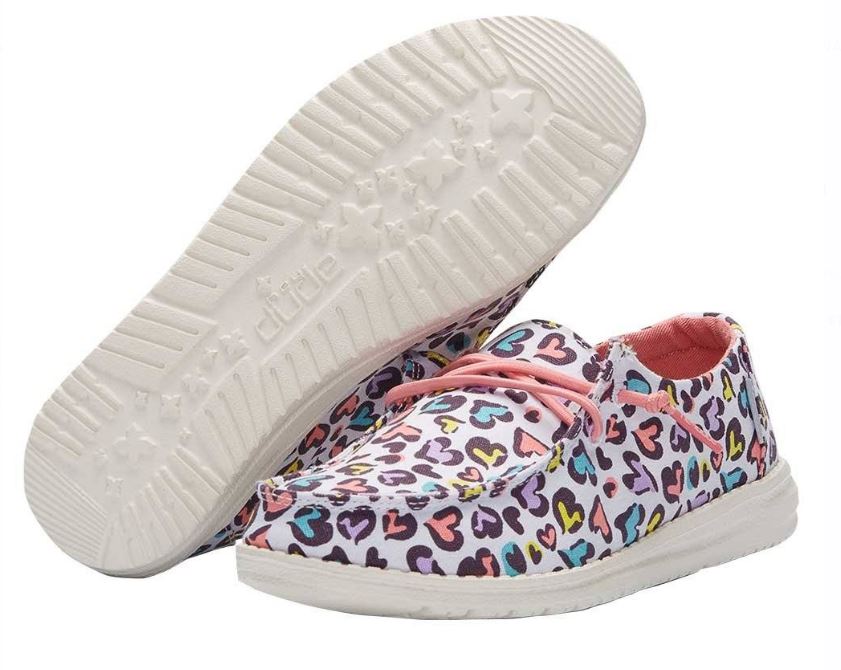 Hey Dude White Leopard Wendy Youth Print Casual Shoes 130120170