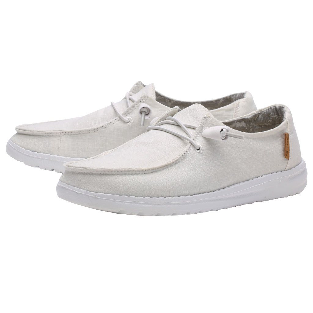 Hey Dude White Wendy Chambray Womens Casual Shoe 121410123