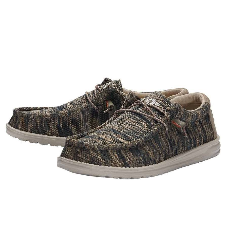 Hey Dude Woodland Camo Wally Sox Multi Mens Casual Shoes 110358339