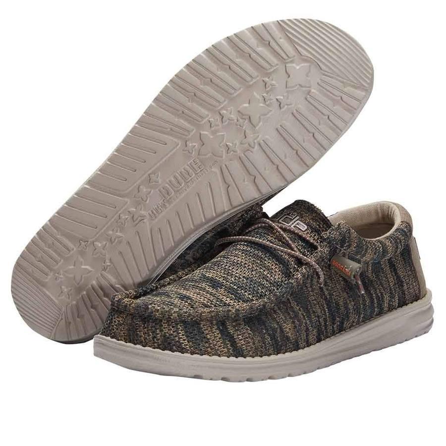 Hey Dude Woodland Camo Wally Sox Multi Mens Casual Shoes 110358339