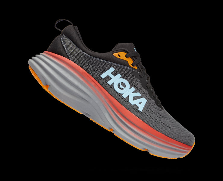 Hoka Anthracite/CastleRock Bondi 8 Wide Mens Running Shoes 1127953-ACTL