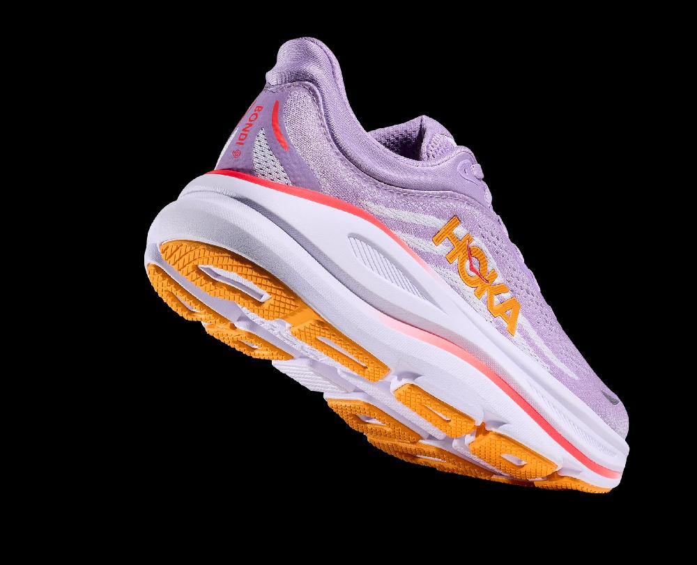 Hoka Aster Flower/Starlight Glow Bondi 9 Women's Xtra Wide Width Running Shoes 1162016-AGH