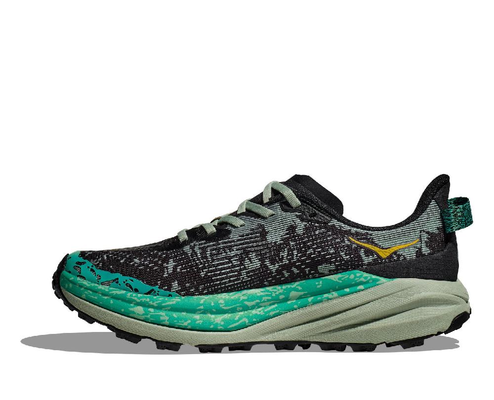 Hoka Black/Aloe Vera Speedgoat 6 Women's Trail Running Shoes 1147811-BLVR