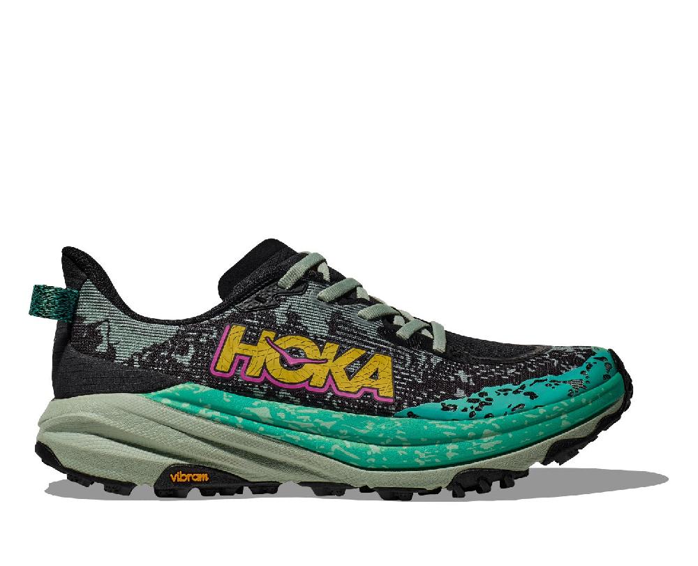 Hoka Black/Aloe Vera Speedgoat 6 Women's Trail Running Shoes 1147811-BLVR
