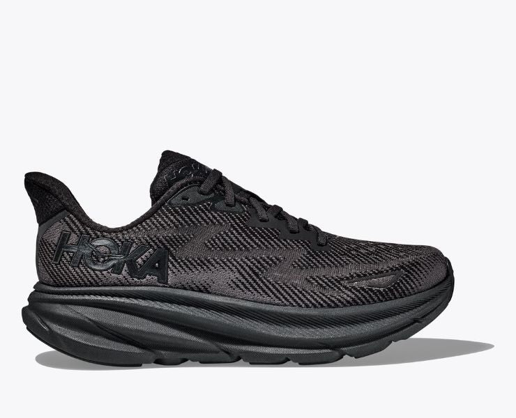 Hoka Black/Black Clifton 9 Men's Wide Width Running Shoes 1132210-BBLC
