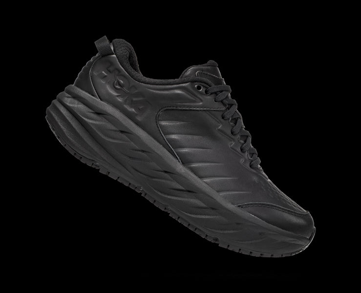 Hoka Black Bondi SR Slip Resistant Women's Wide Width Comfort Shoes 1129351-BBLC
