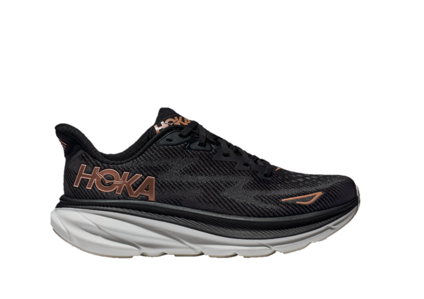 Hoka Black/Rose Gold Clifton 9 Women's Running Shoes 1127896-BRGL
