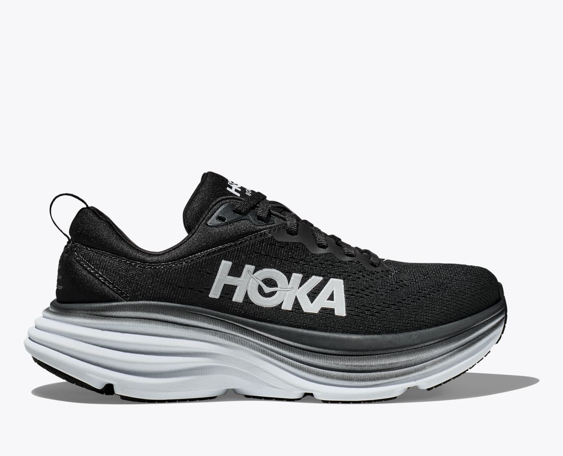 Hoka Black/White Bondi 8 Extra Wide Width Men's Running Shoes 1127955-BWHT