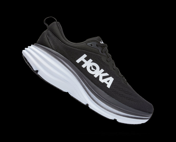 Hoka Black/White Bondi 8 Mens Running Shoes 1123202-BWHT