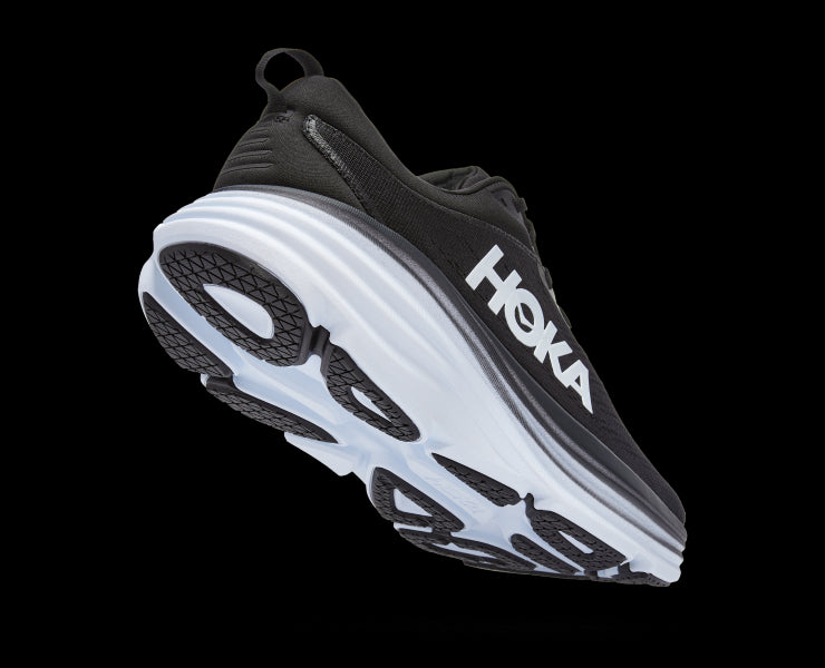 Hoka Black/White Bondi 8 Mens Running Shoes 1123202-BWHT