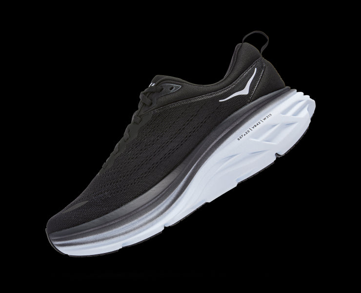 Hoka Black/White Bondi 8 Mens Running Shoes 1123202-BWHT