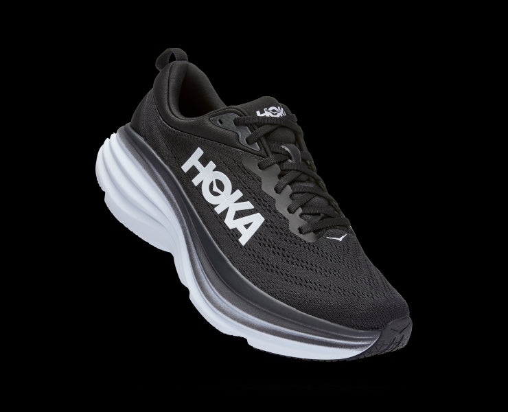Hoka Black/White Bondi 8 Mens Running Shoes 1123202-BWHT