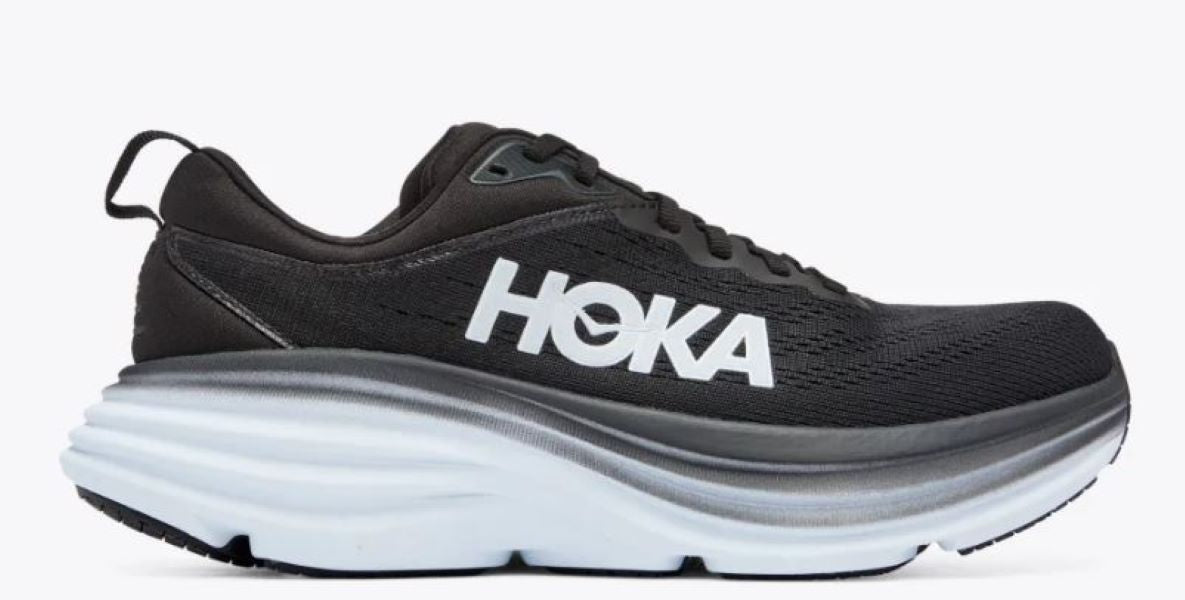Hoka Black/White Bondi 8 Wide Width Women's Athletic Shoes 1127954-BWHT