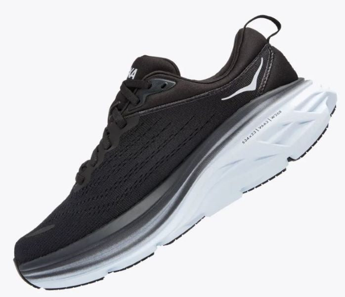 Hoka Black/White Bondi 8 Wide Width Women's Athletic Shoes 1127954-BWHT