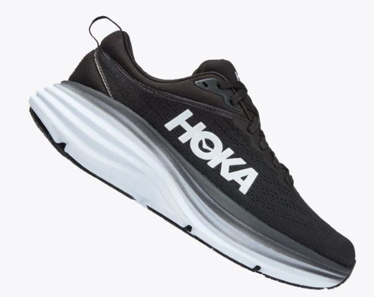 Hoka Black/White Bondi 8 Wide Width Women's Athletic Shoes 1127954-BWHT
