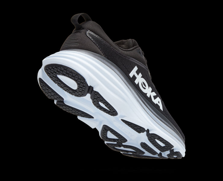 Hoka Black/White Bondi 8 Womens Running Shoes 1127952-BWHT