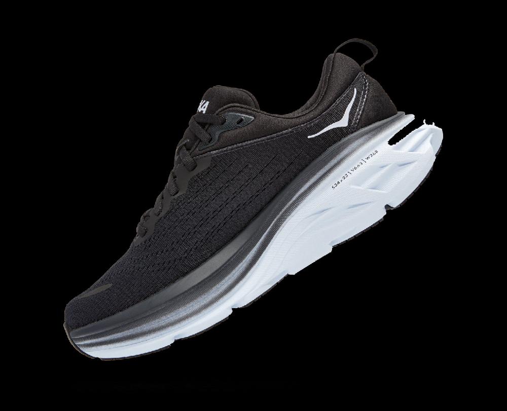 Hoka Black/White Bondi 8 Womens Running Shoes 1127952-BWHT