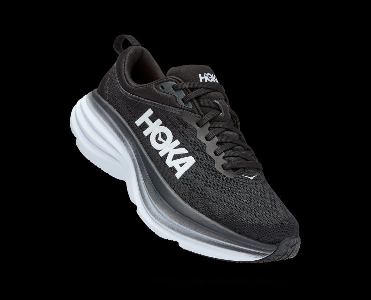 Hoka Black/White Bondi 8 Womens Running Shoes 1127952-BWHT