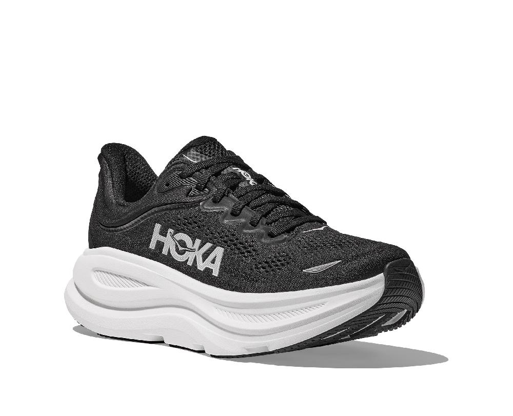 Hoka Black/White Bondi 9 Wide Width Women's Running Shoes 1162014-BWHT